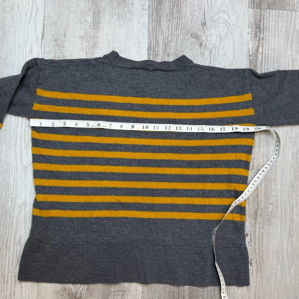 Pendleton Merino Wool Striped Crewneck Sweater Gray Yellow Stripes Womens Size M